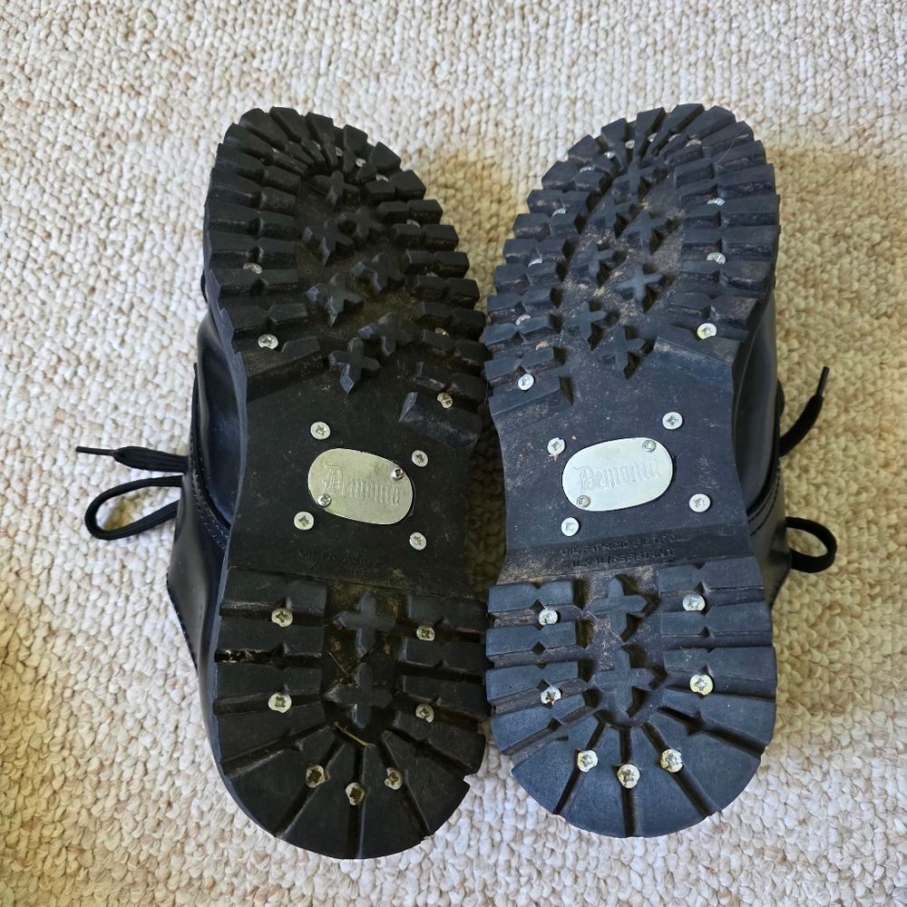 Vintage Mens Demonia Black Leather Steel Toed Shoes Size 10 - Picture 8 of 11